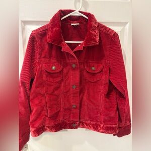 J‎ Jill Red Corduroy Jacket with Valor Trim